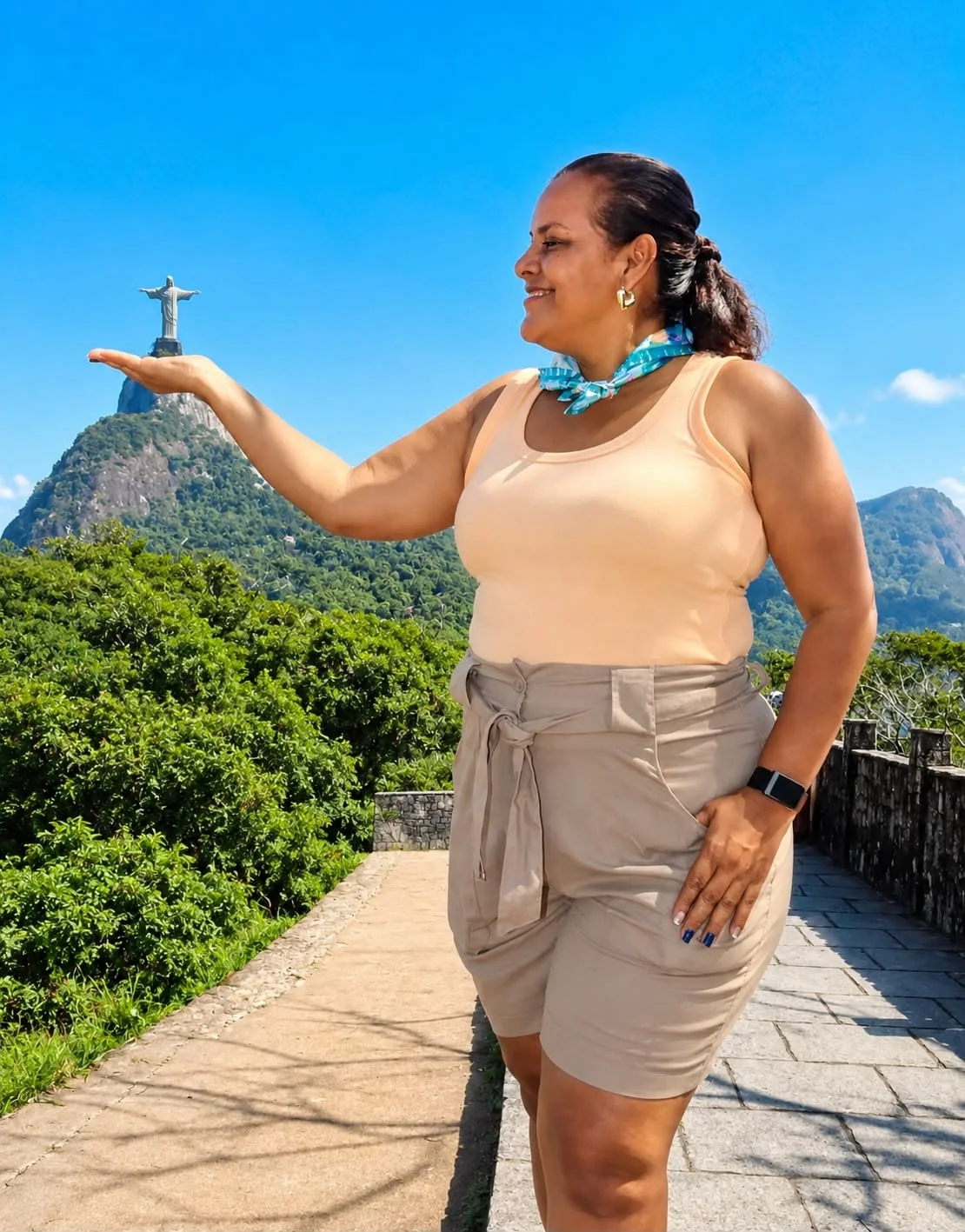 Cliente em passeio com vista para o Cristo Redentor
